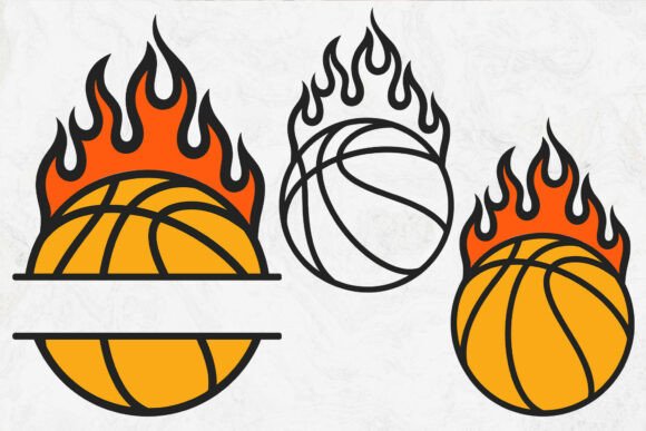 Basketball with Flames: A Dynamic Embroidery Design